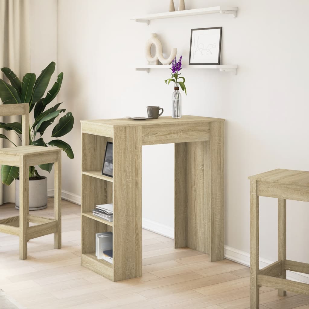 Mesa de bar com prateleiras derivados de madeira branco