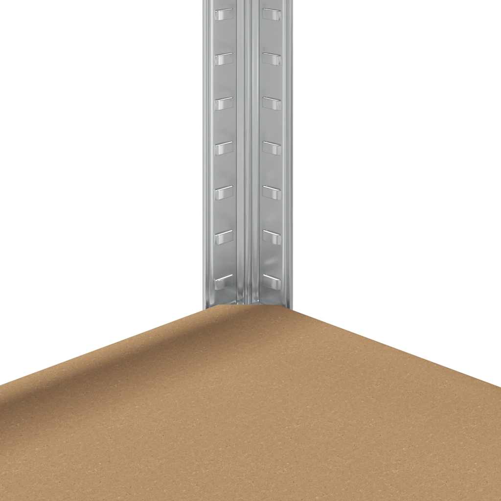 Estante com 4 prateleiras derivados de madeira e aço prateado