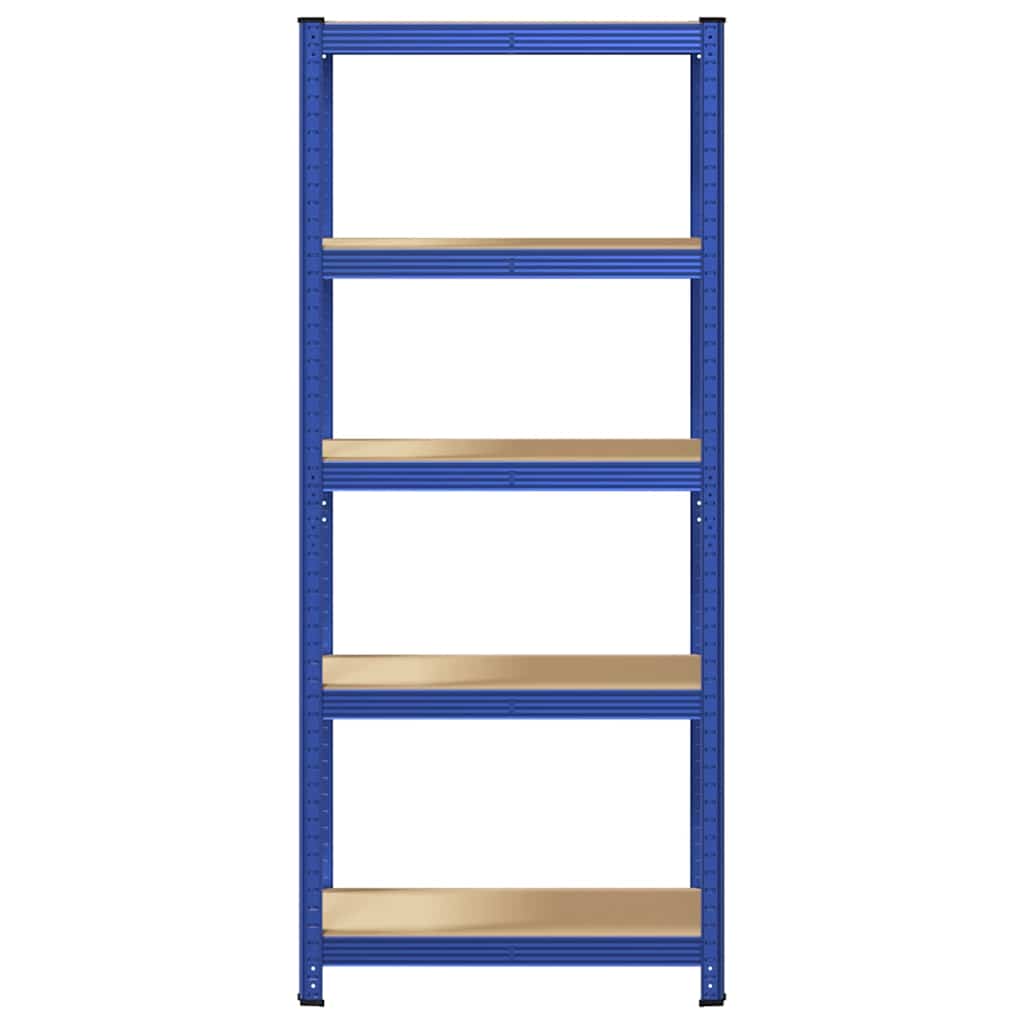 5-Layer Storage Shelf Blue Steel&Madeira de engenharia