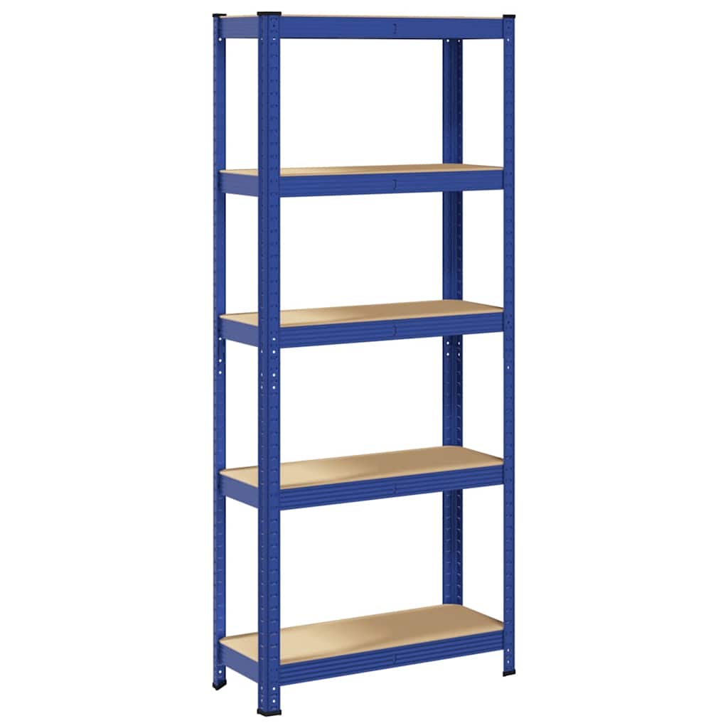 5-Layer Storage Shelf Blue Steel&Madeira de engenharia