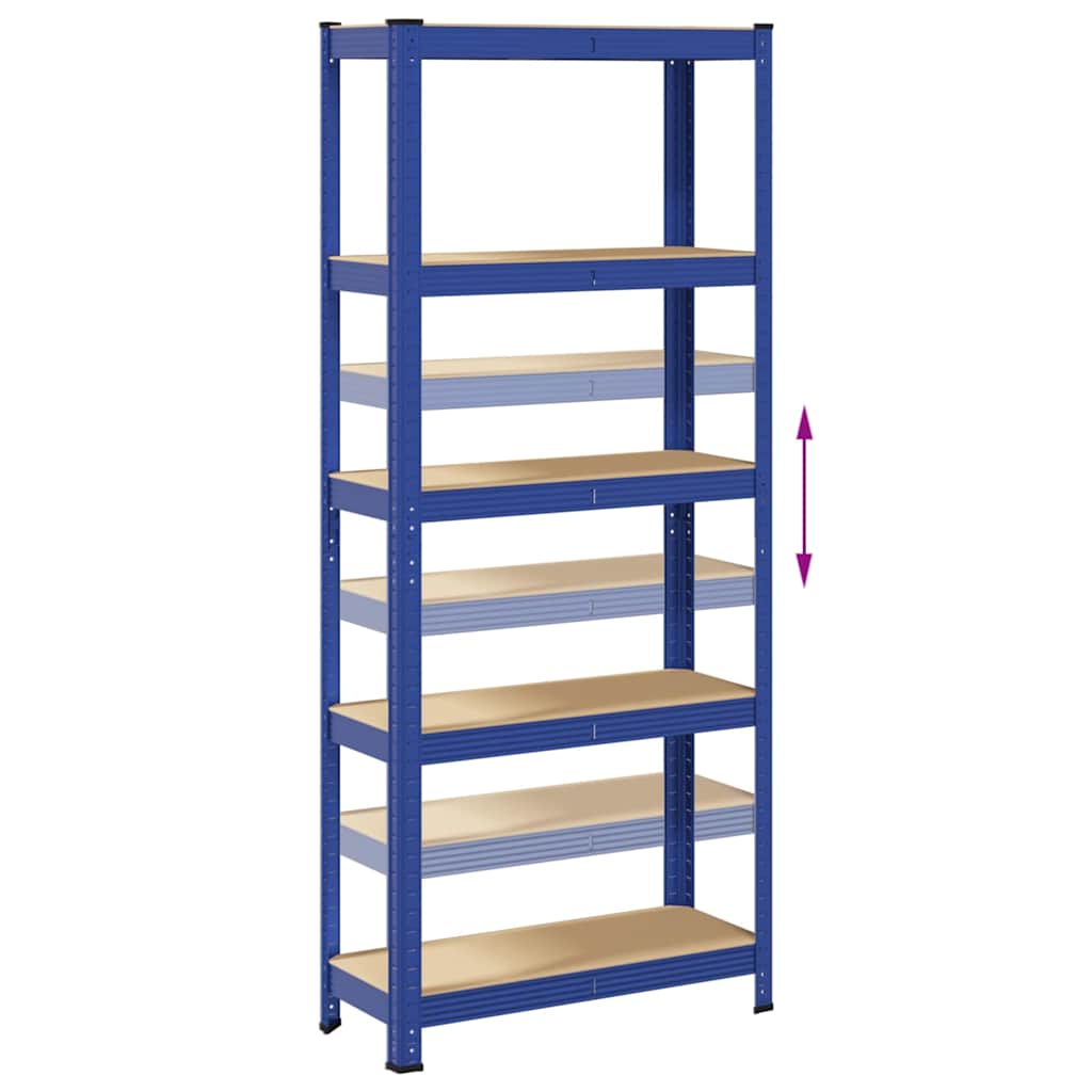 5-Layer Storage Shelf Blue Steel&Madeira de engenharia