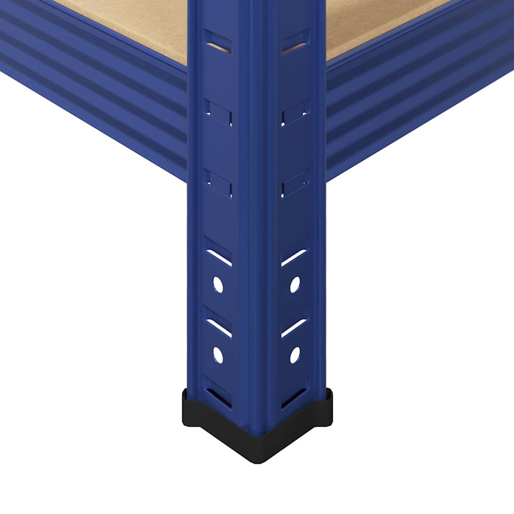 5-Layer Storage Shelf Blue Steel&Madeira de engenharia