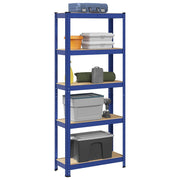 5-Layer Storage Shelf Blue Steel&Madeira de engenharia