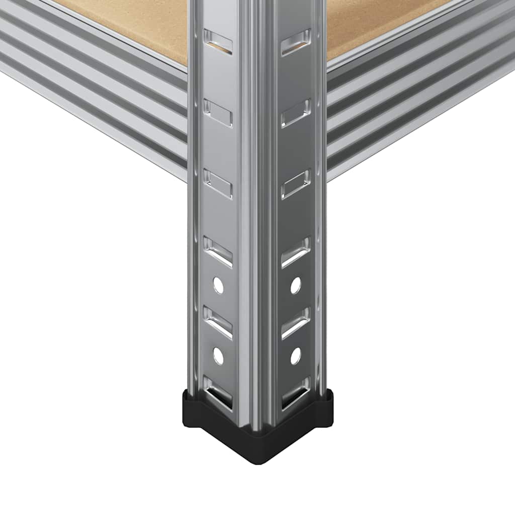 Estante com 5 prateleiras derivados de madeira e aço prateado