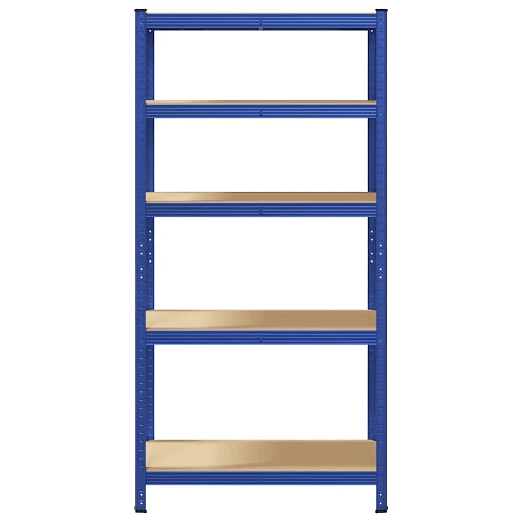 5-Layer Storage Shelf Blue Steel&Madeira de engenharia