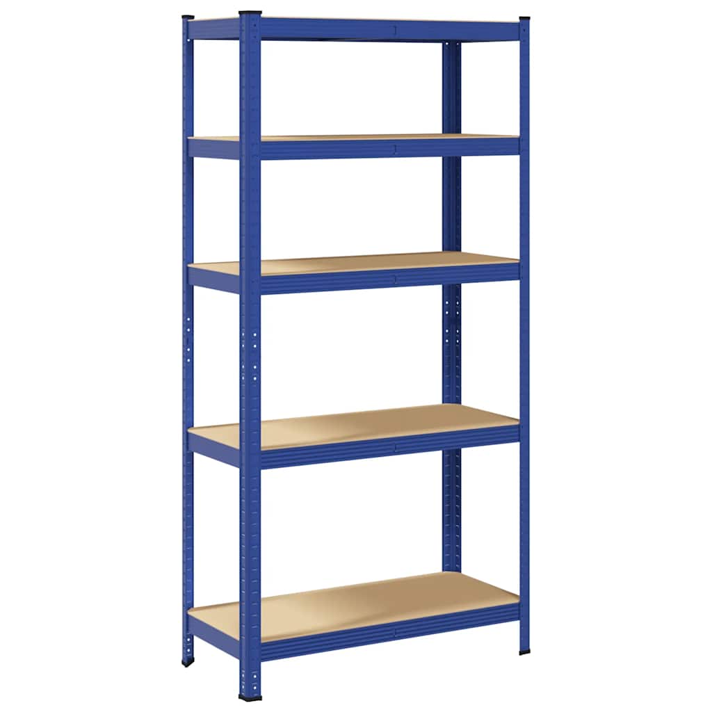 5-Layer Storage Shelf Blue Steel&Madeira de engenharia