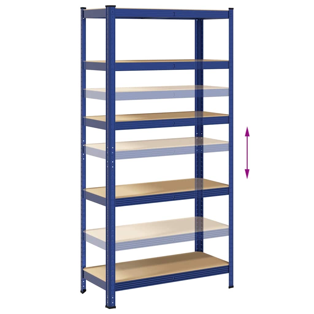 5-Layer Storage Shelf Blue Steel&Madeira de engenharia