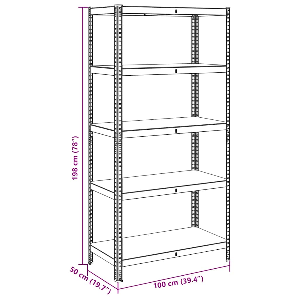 5-Layer Storage Shelf Blue Steel&Madeira de engenharia