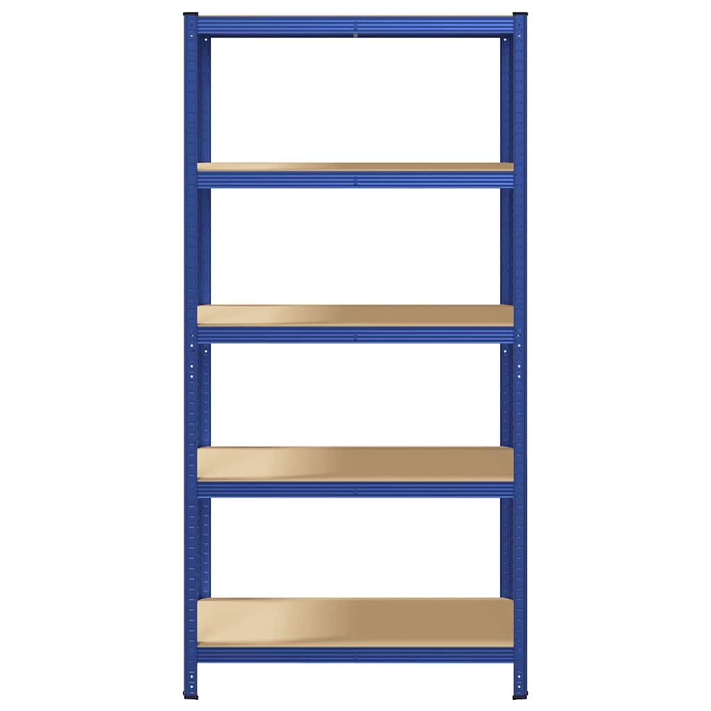 5-Layer Storage Shelf Blue Steel&Madeira de engenharia