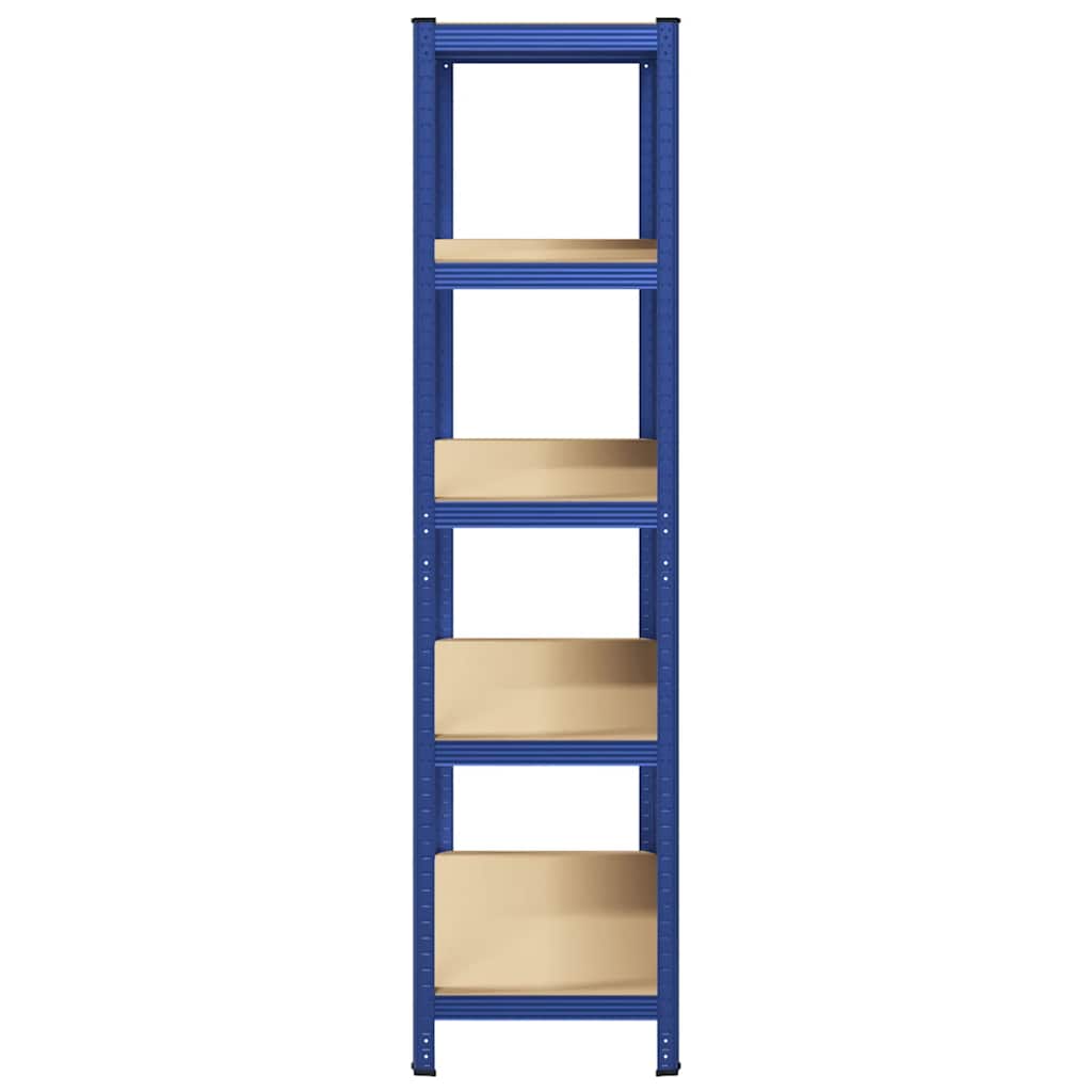 5-Layer Storage Shelf Blue Steel&Madeira de engenharia
