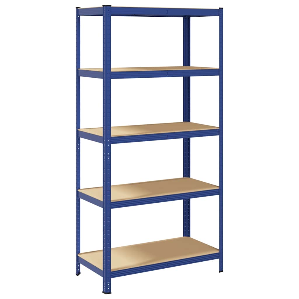 5-Layer Storage Shelf Blue Steel&Madeira de engenharia