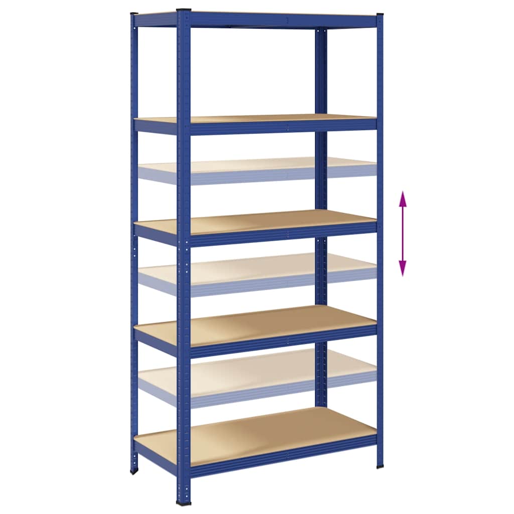 5-Layer Storage Shelf Blue Steel&Madeira de engenharia