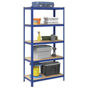 5-Layer Storage Shelf Blue Steel&Madeira de engenharia
