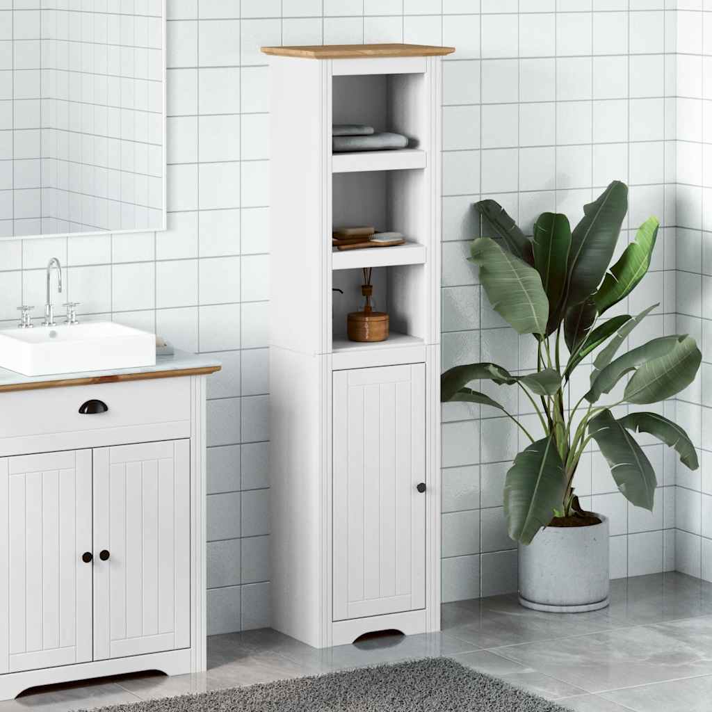 Armário de casa de banho BODO 44x30x160 cm branco e castanho