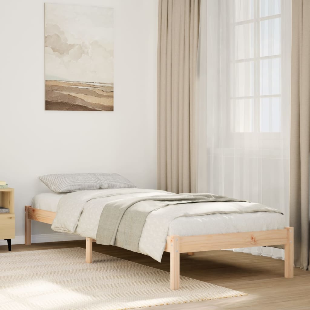 Cama extra longa sem colchão 160x220 cm pinho maciço branco