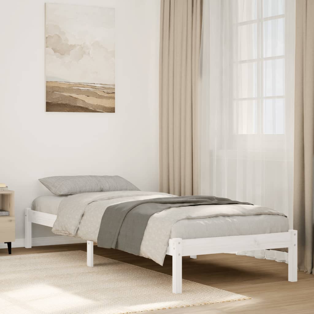 Cama extra longa sem colchão 160x220 cm pinho maciço branco