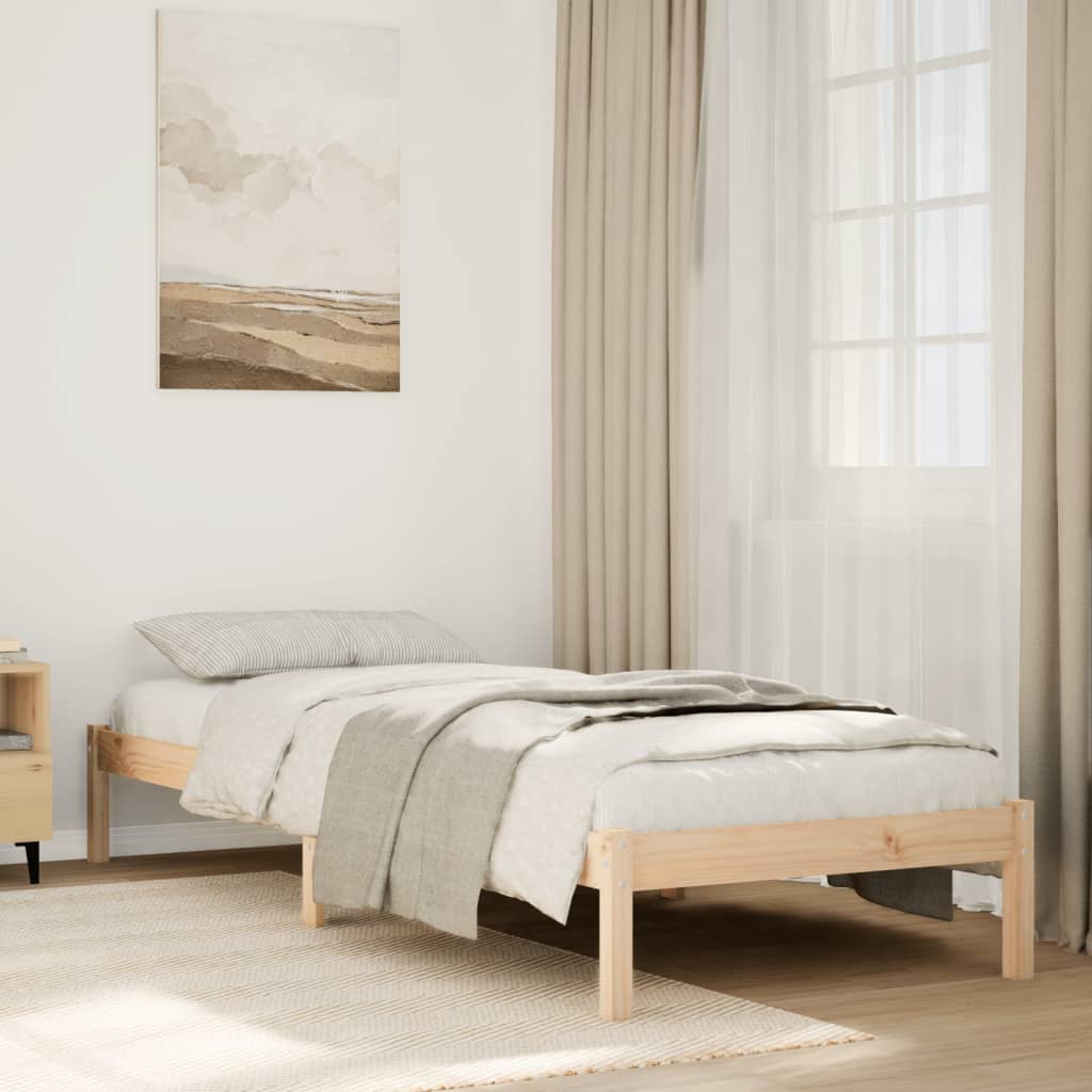 Cama extra longa sem colchão 160x220 cm pinho maciço branco