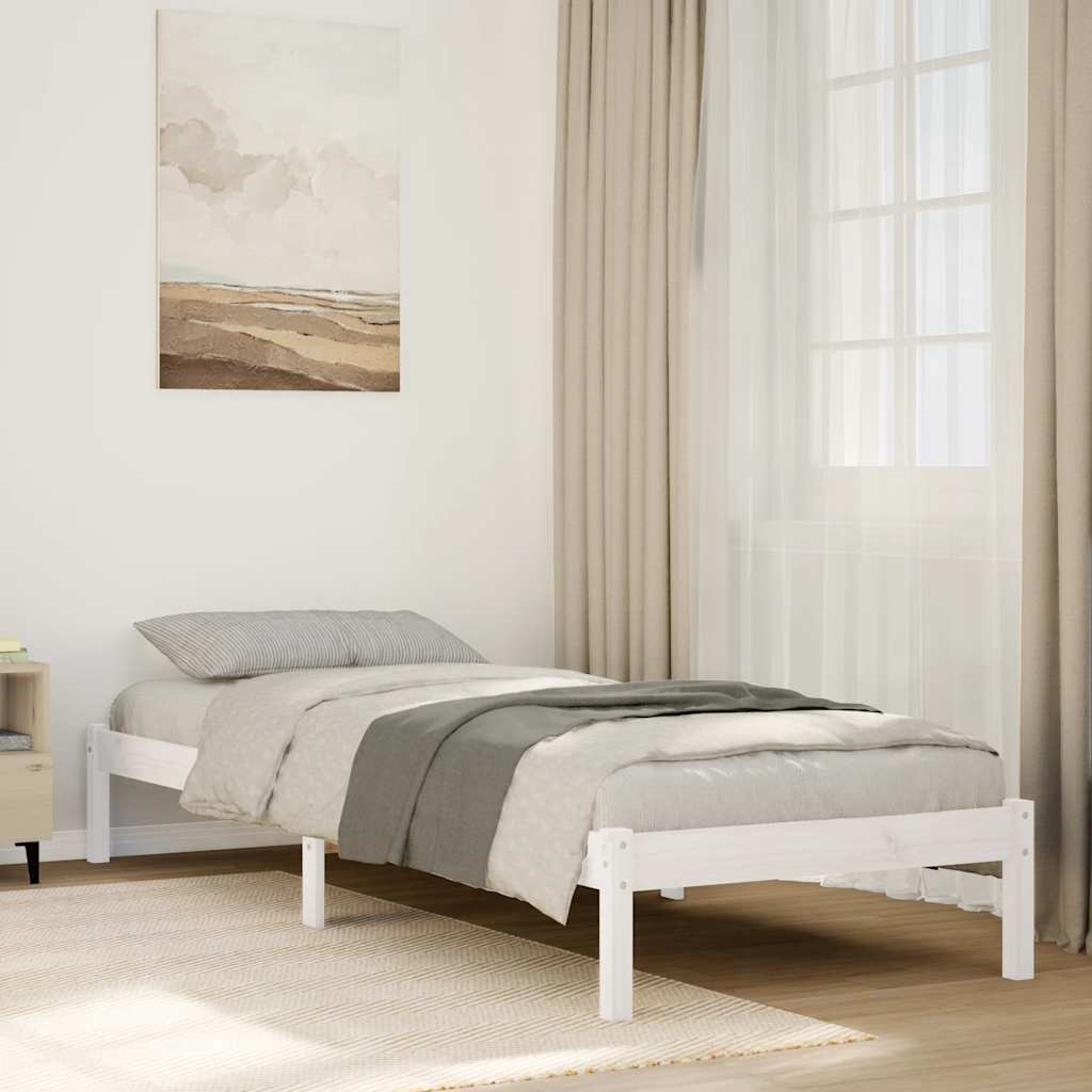 Cama extra longa sem colchão 160x220 cm pinho maciço branco