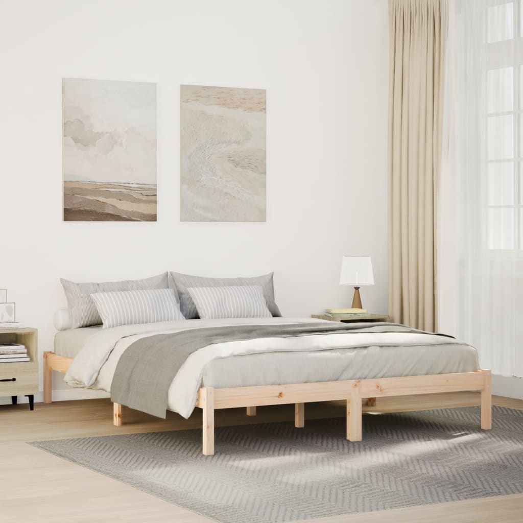 Cama extra longa sem colchão 160x220 cm pinho maciço branco