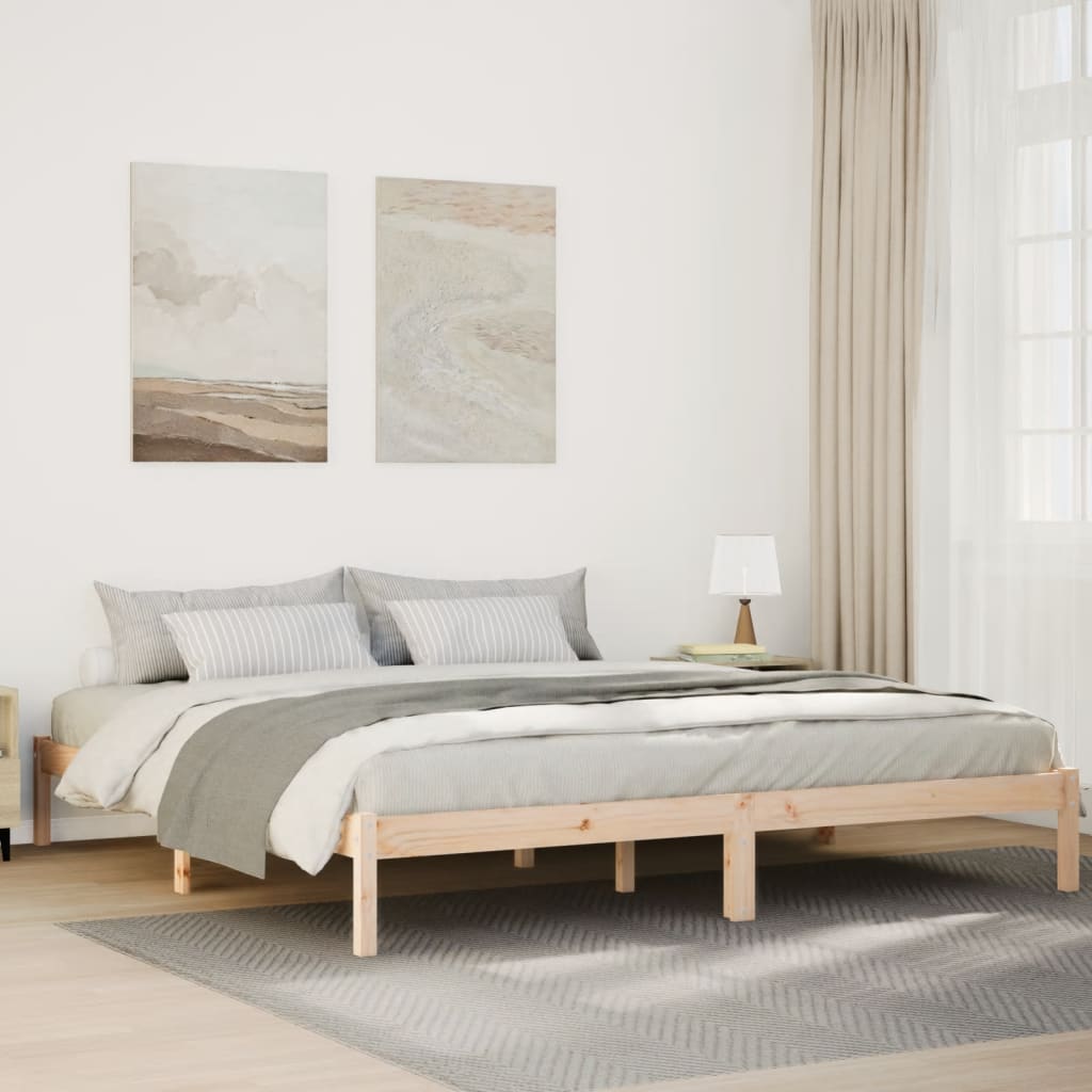 Cama extra longa sem colchão 160x220 cm pinho maciço branco