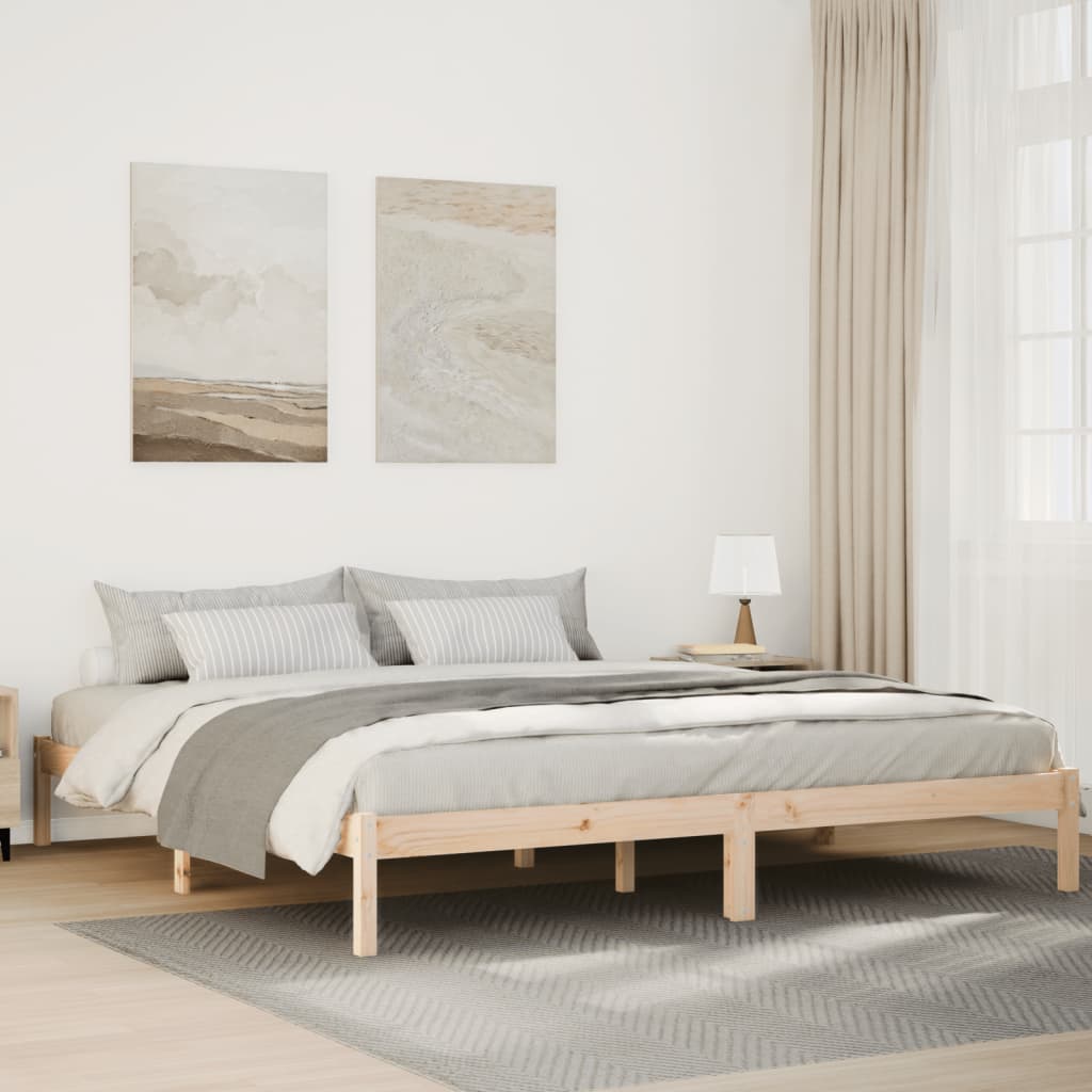 Cama extra longa sem colchão 160x220 cm pinho maciço branco