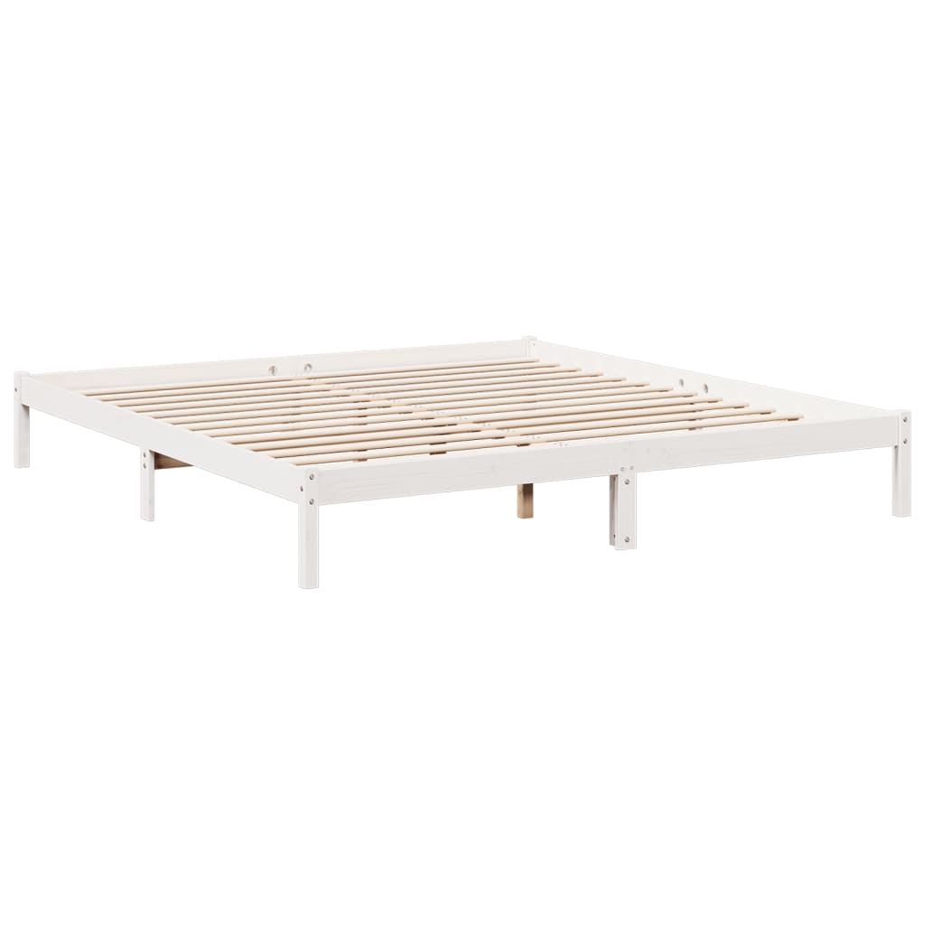 Cama extra longa sem colchão 160x220 cm pinho maciço branco