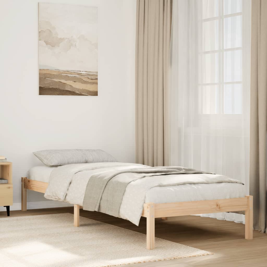 Cama extra longa sem colchão 160x220 cm pinho maciço branco