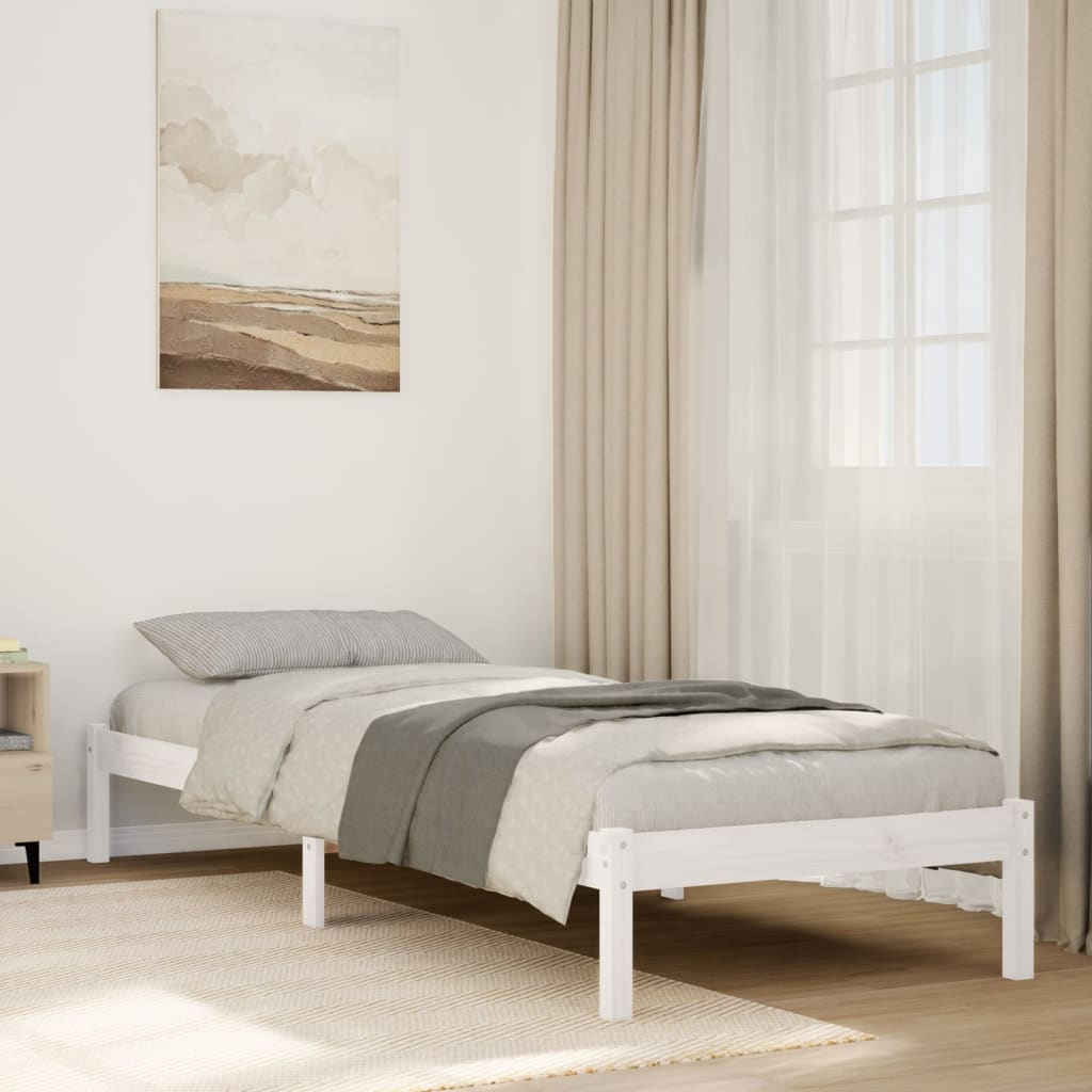 Cama extra longa sem colchão 160x220 cm pinho maciço branco