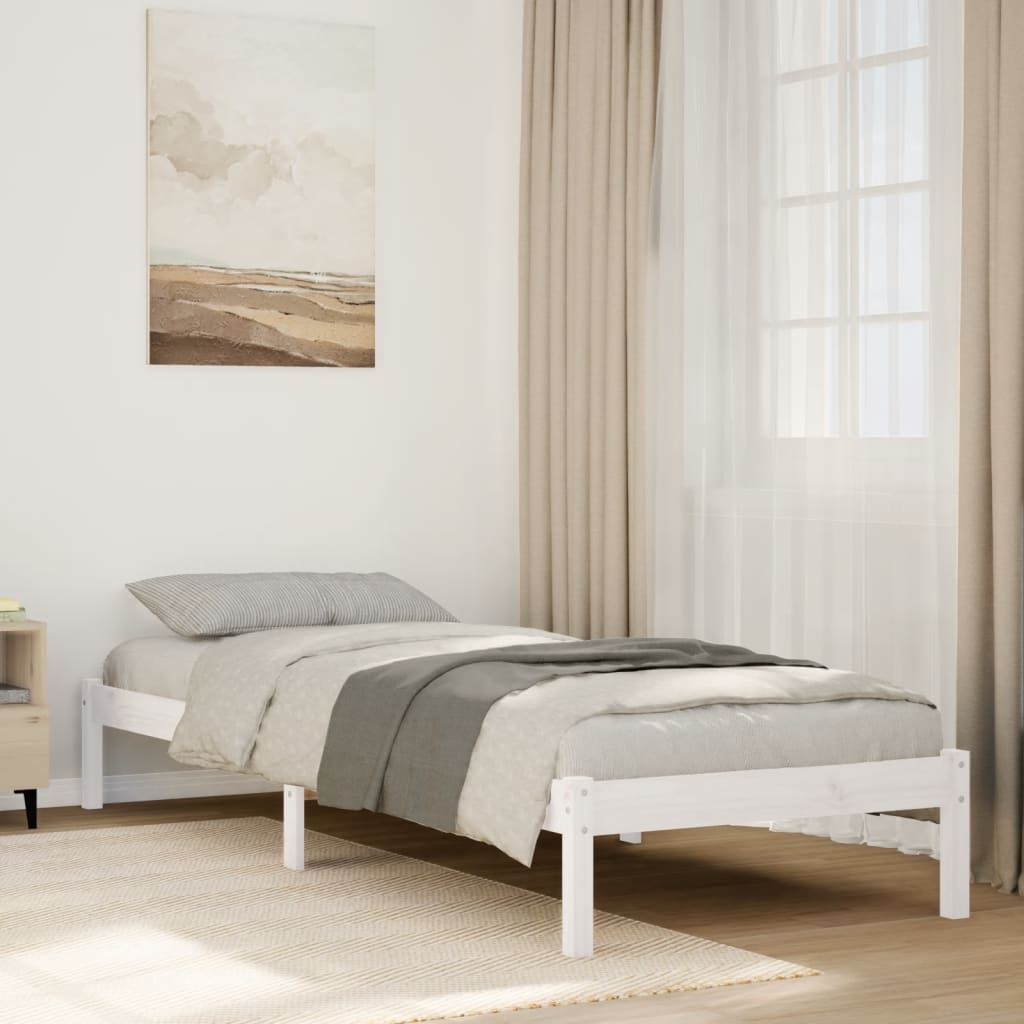 Cama extra longa sem colchão 160x220 cm pinho maciço branco