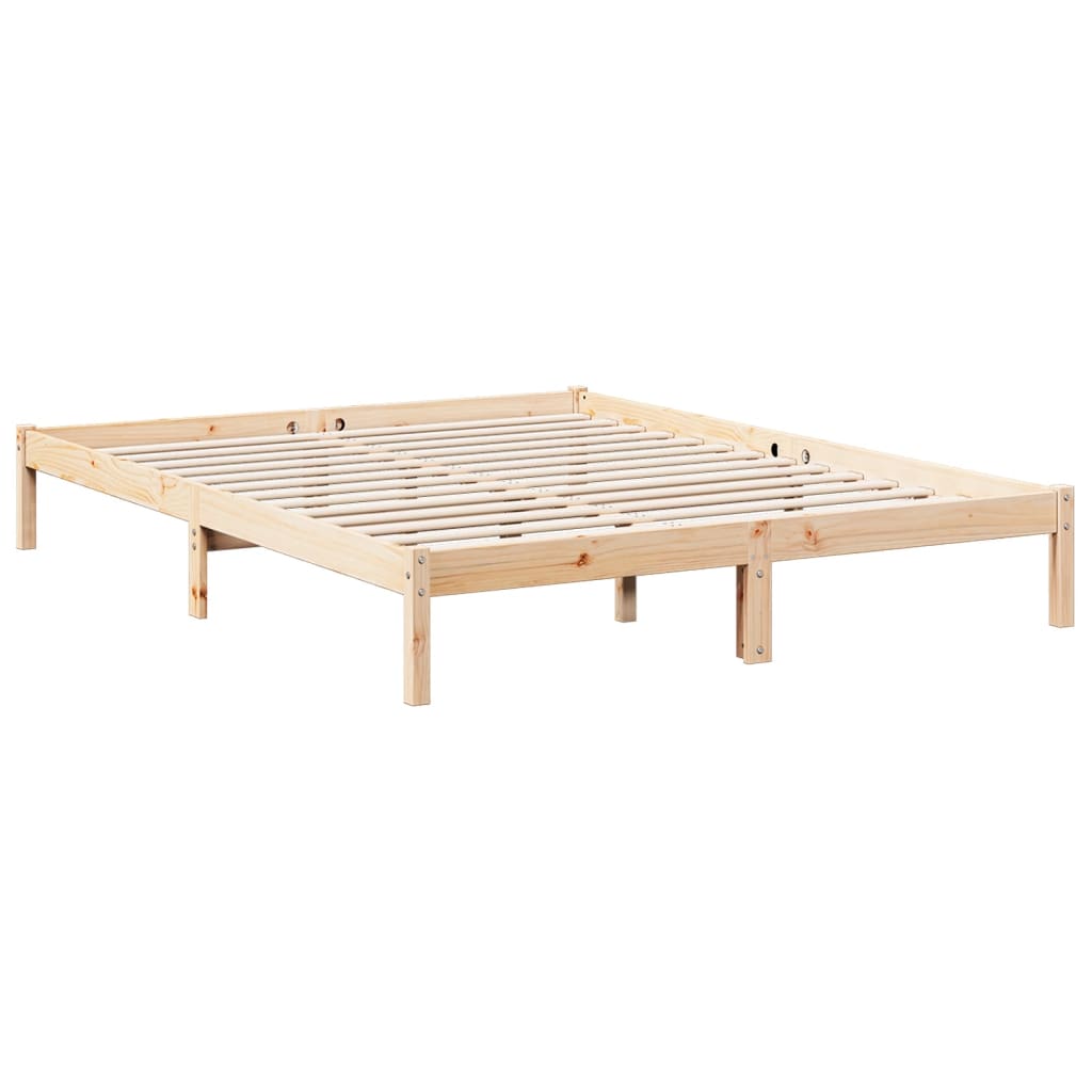Cama extra longa sem colchão 160x220 cm pinho maciço branco