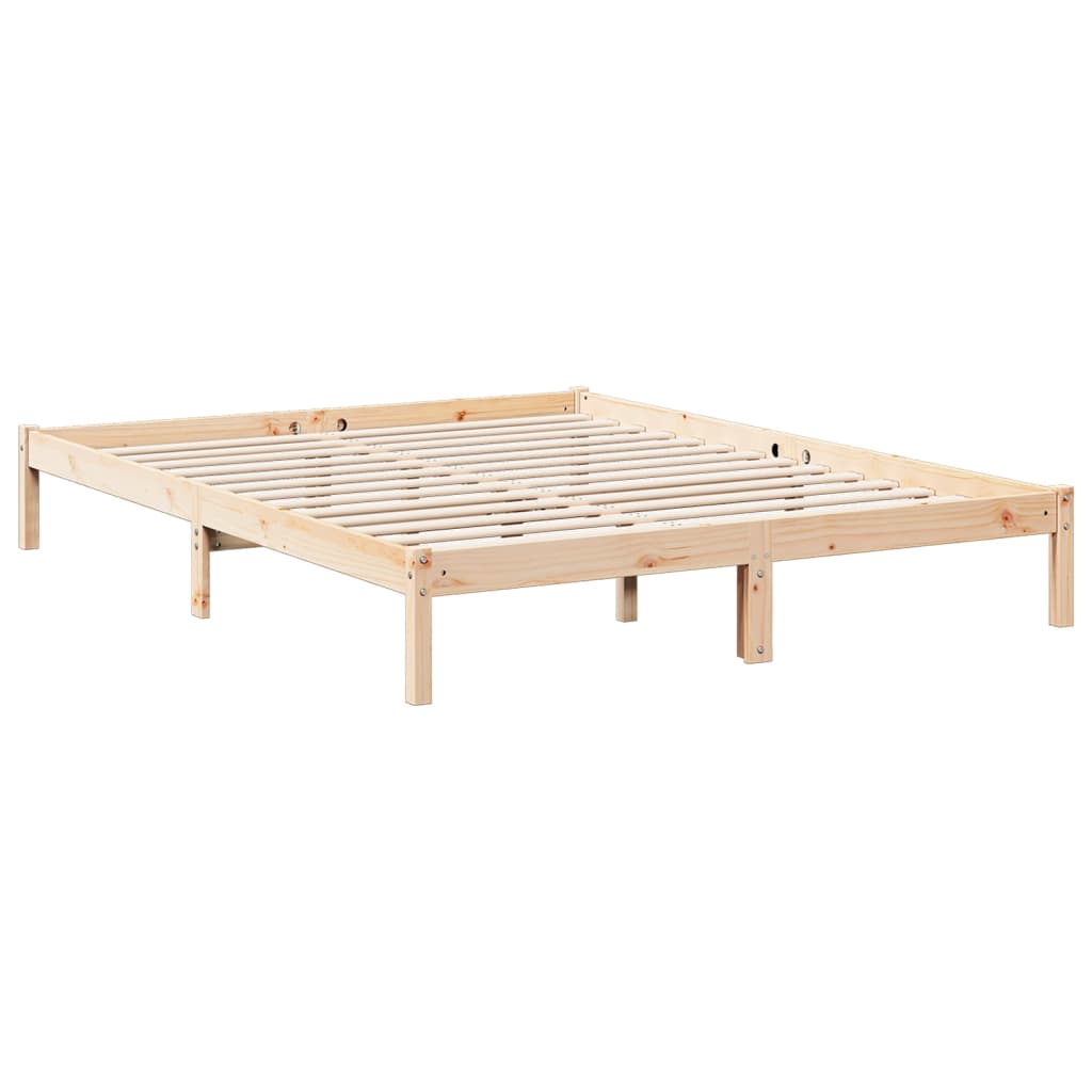 Cama extra longa sem colchão 160x220 cm pinho maciço branco