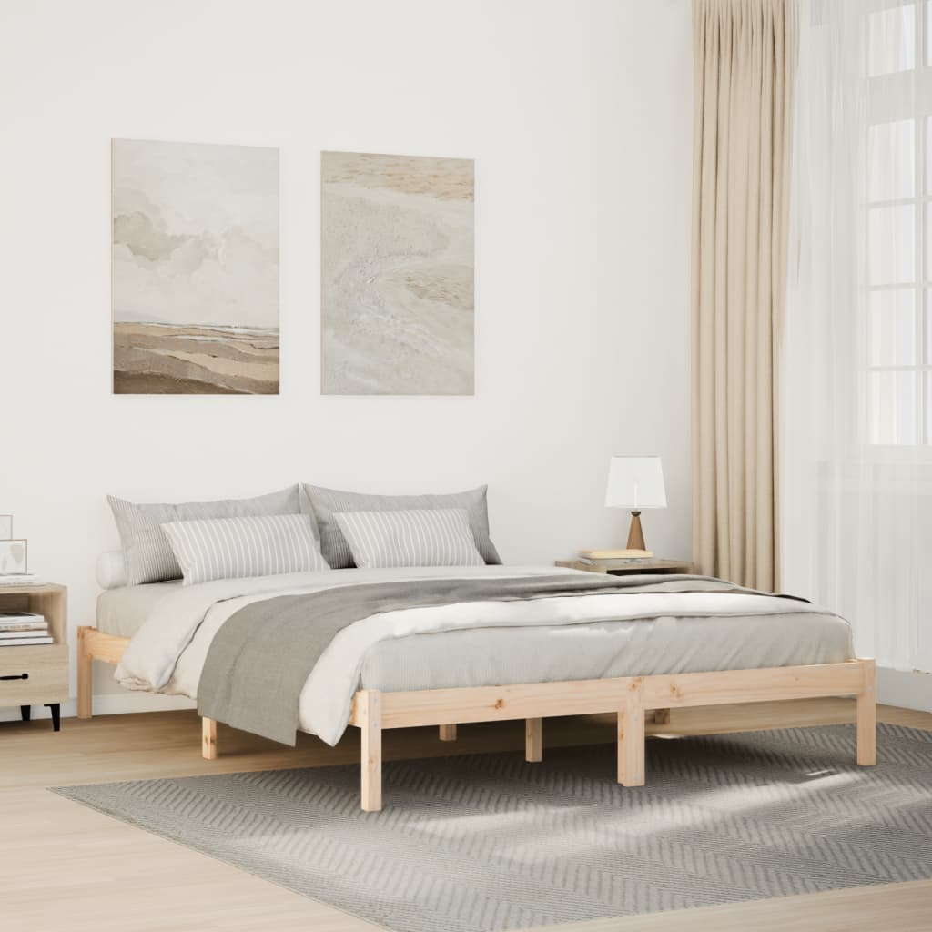 Cama extra longa sem colchão 160x220 cm pinho maciço branco