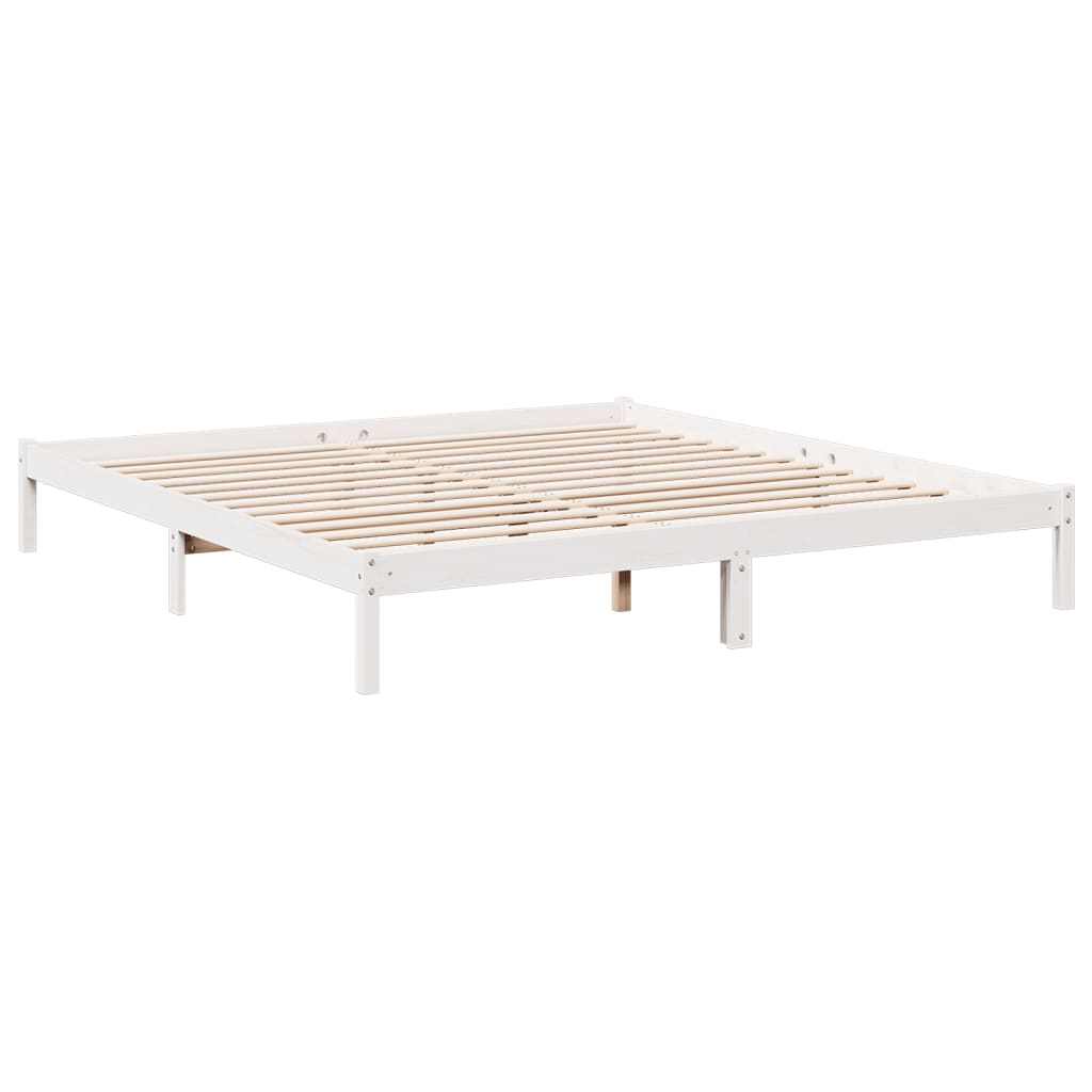 Cama extra longa sem colchão 160x220 cm pinho maciço branco