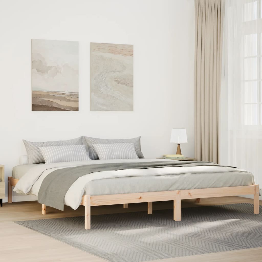 Cama extra longa sem colchão 160x220 cm pinho maciço branco