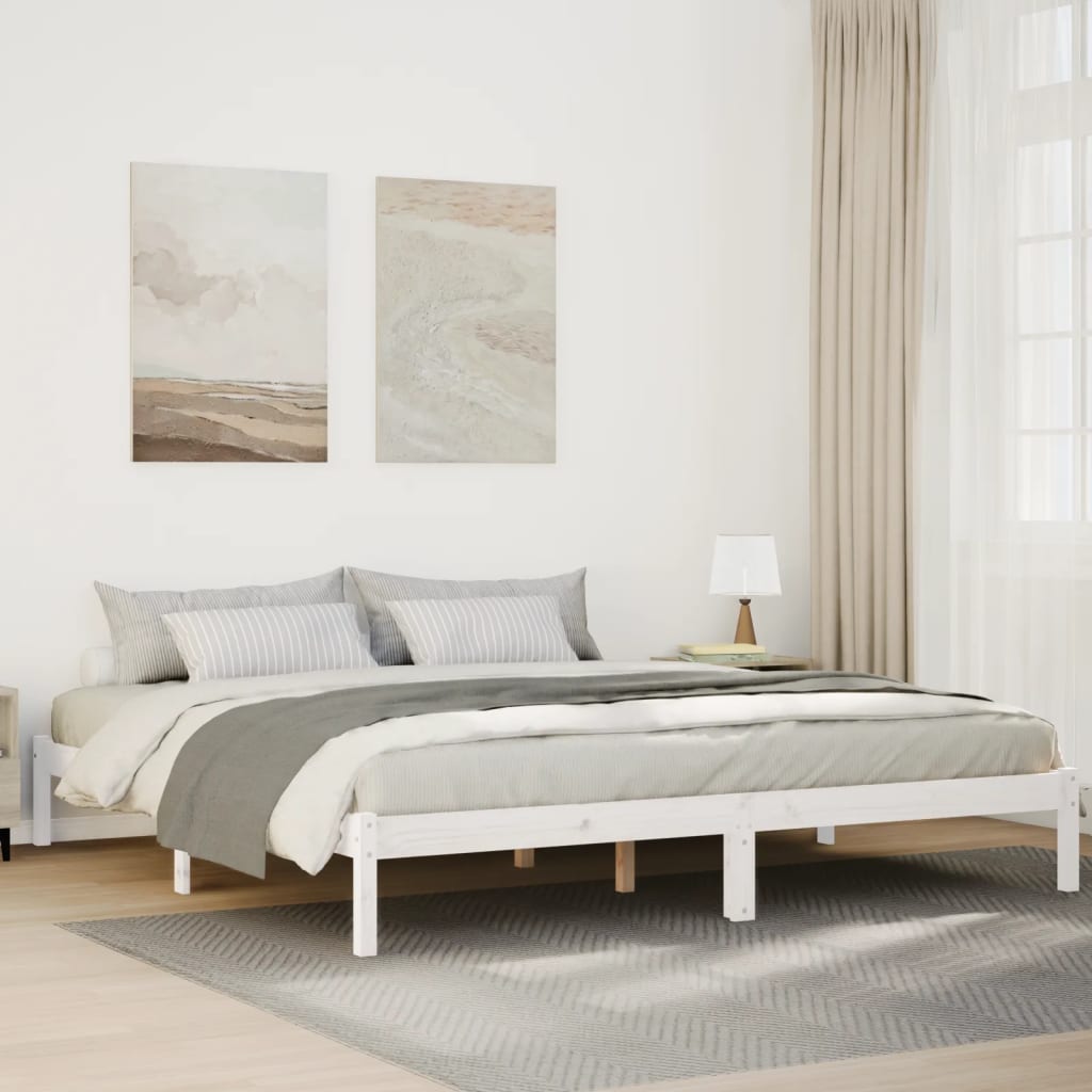 Cama extra longa sem colchão 160x220 cm pinho maciço branco