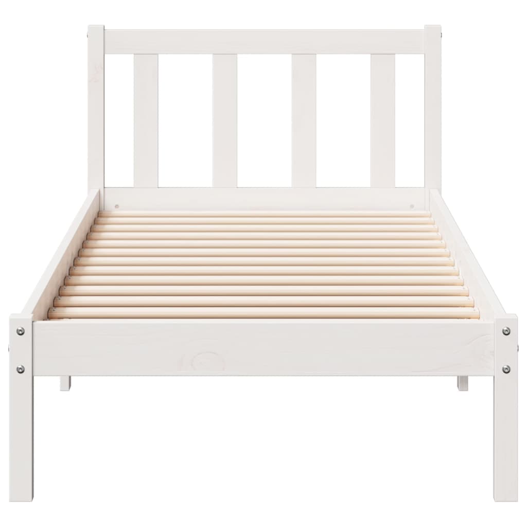 Cama extra longa sem colchão 140x210 cm pinho maciço branco