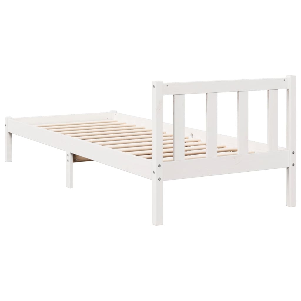 Cama extra longa sem colchão 140x210 cm pinho maciço branco