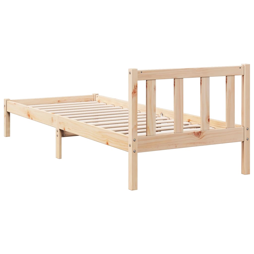 Cama extra longa sem colchão 140x210 cm pinho maciço branco