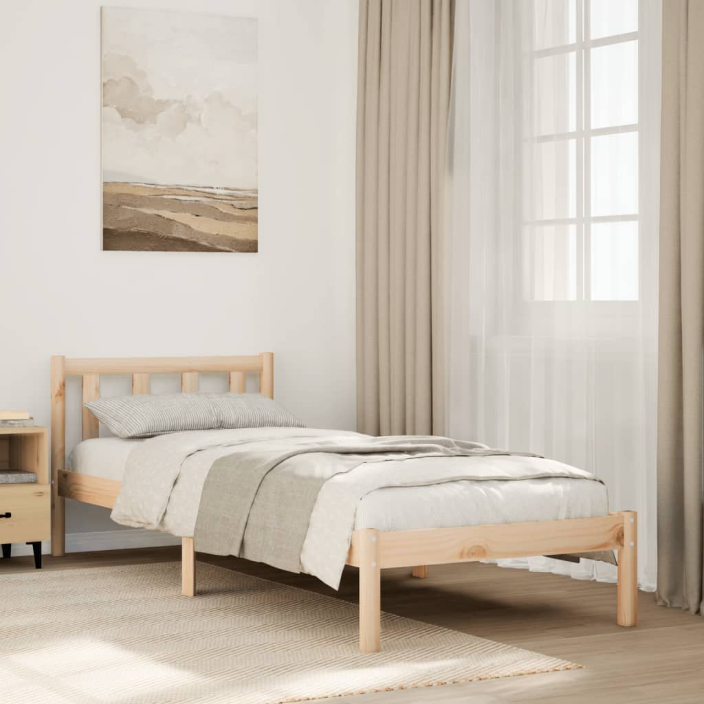 Cama extra longa sem colchão 140x210 cm pinho maciço branco