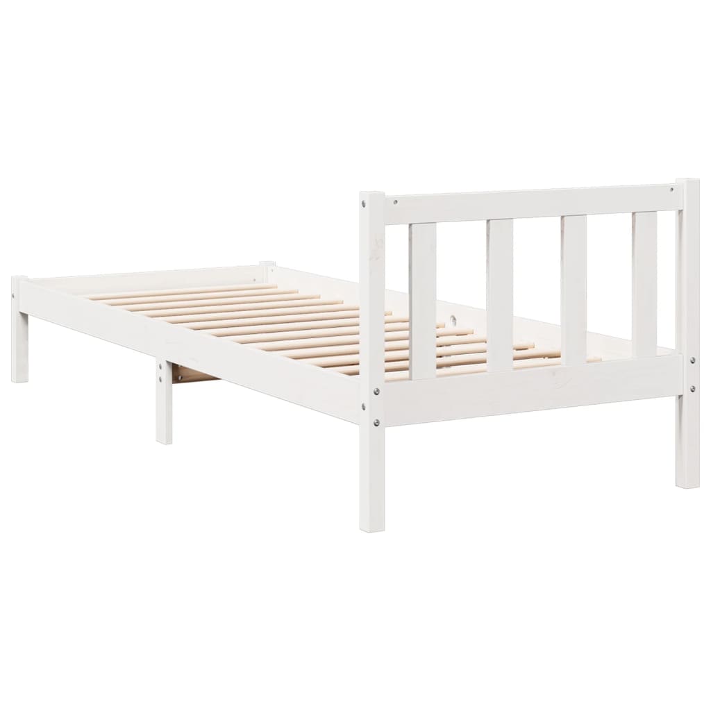 Cama extra longa sem colchão 140x210 cm pinho maciço branco