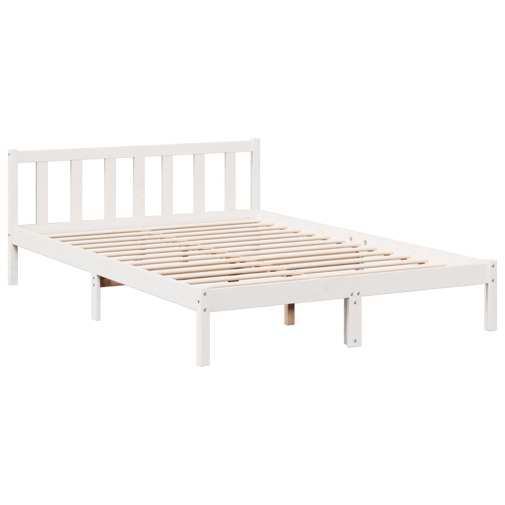 Cama extra longa sem colchão 140x210 cm pinho maciço branco