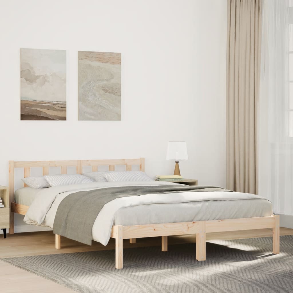 Cama extra longa sem colchão 140x210 cm pinho maciço branco