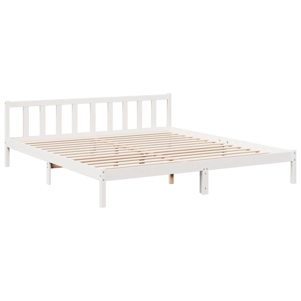 Cama extra longa sem colchão 140x210 cm pinho maciço branco