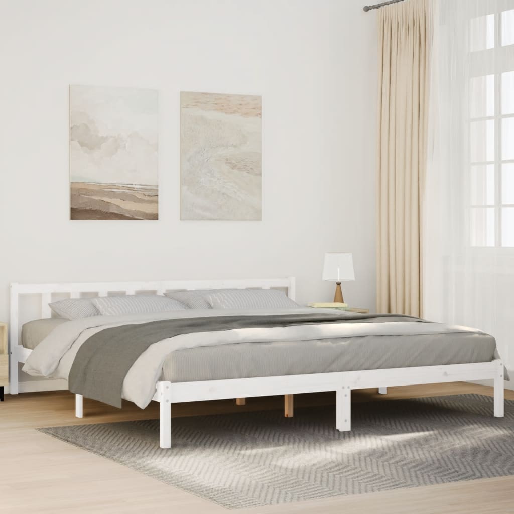 Cama extra longa sem colchão 140x210 cm pinho maciço branco