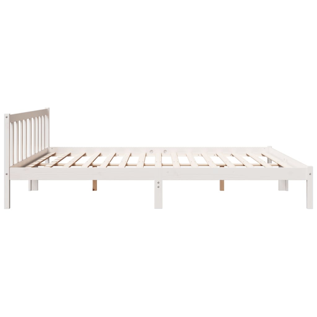Cama extra longa sem colchão 140x210 cm pinho maciço branco