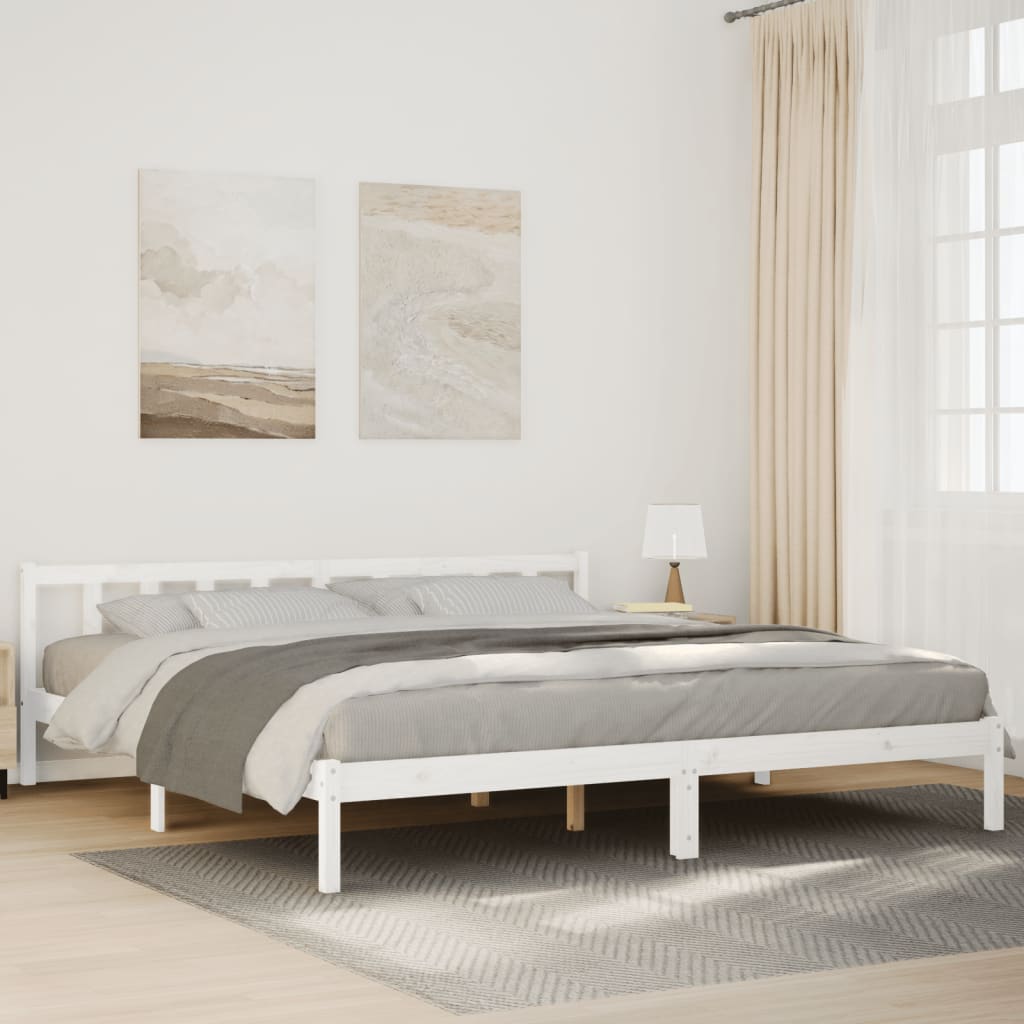 Cama extra longa sem colchão 140x210 cm pinho maciço branco