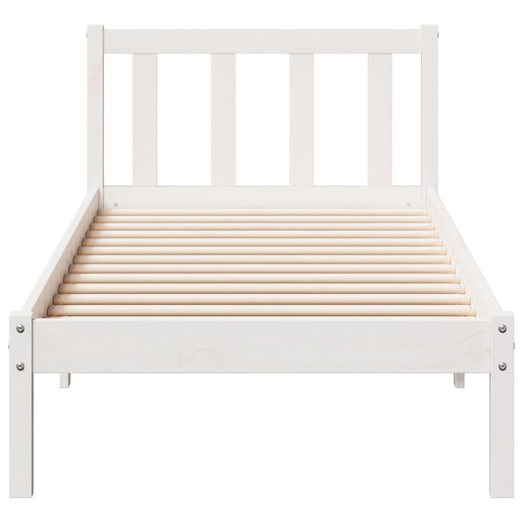 Cama extra longa sem colchão 140x210 cm pinho maciço branco
