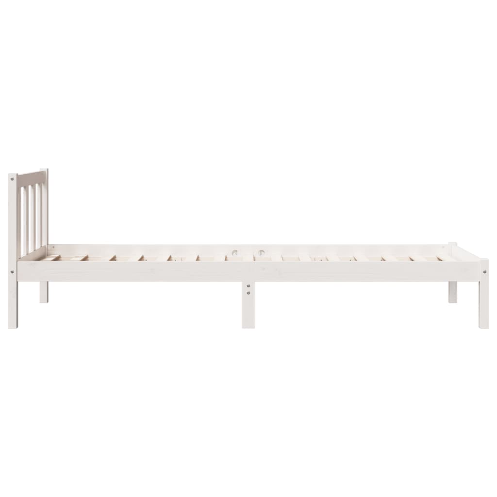 Cama extra longa sem colchão 140x210 cm pinho maciço branco