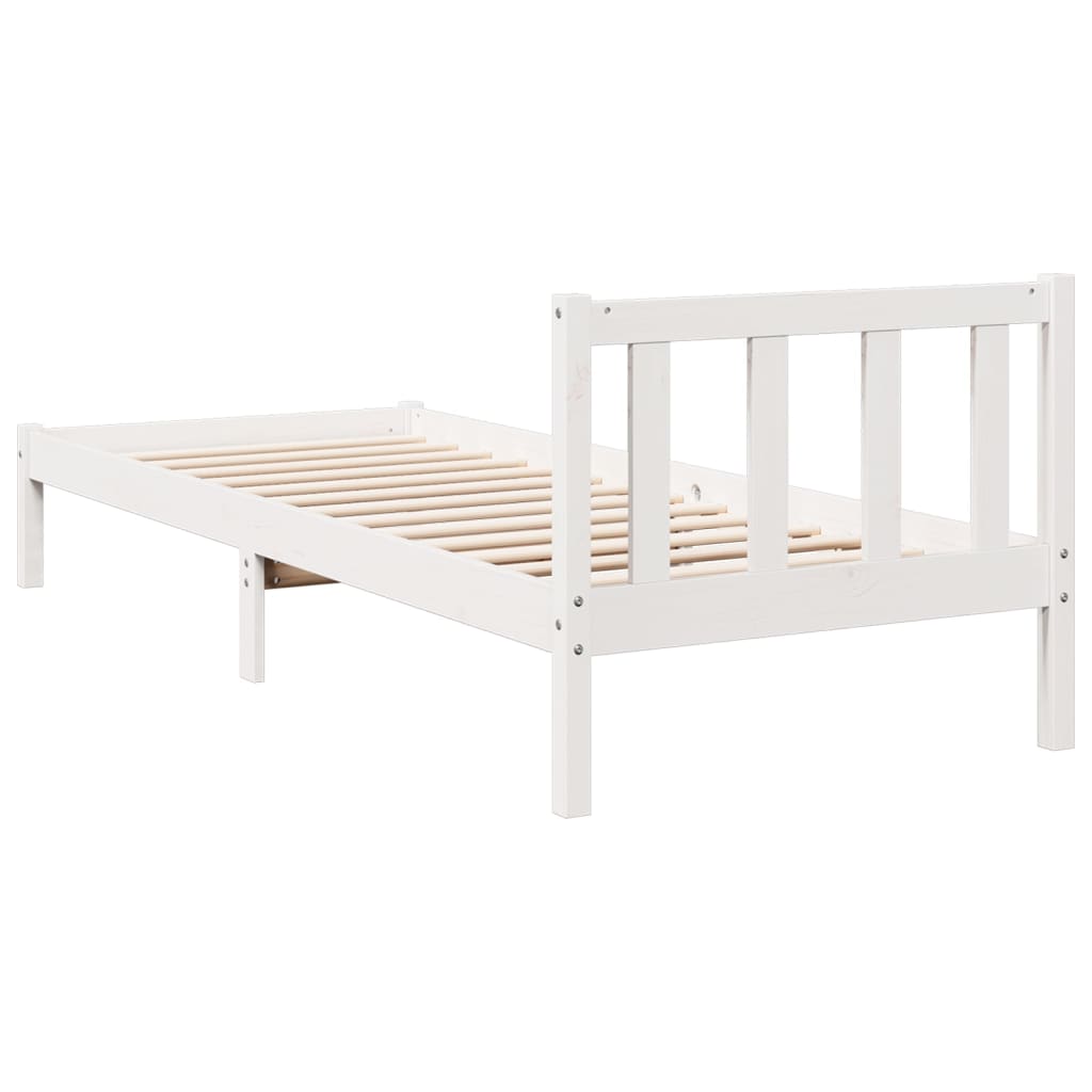 Cama extra longa sem colchão 140x210 cm pinho maciço branco