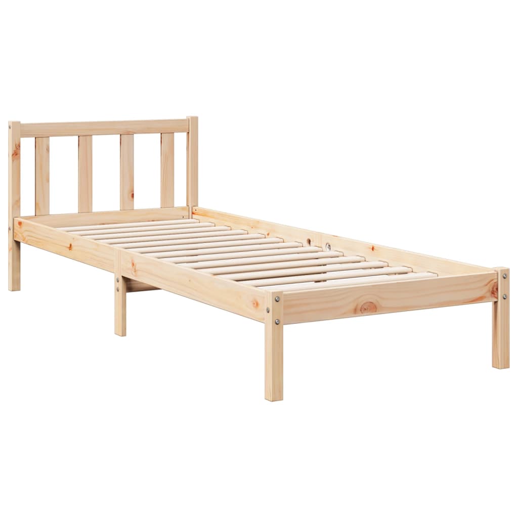 Cama extra longa sem colchão 140x210 cm pinho maciço branco
